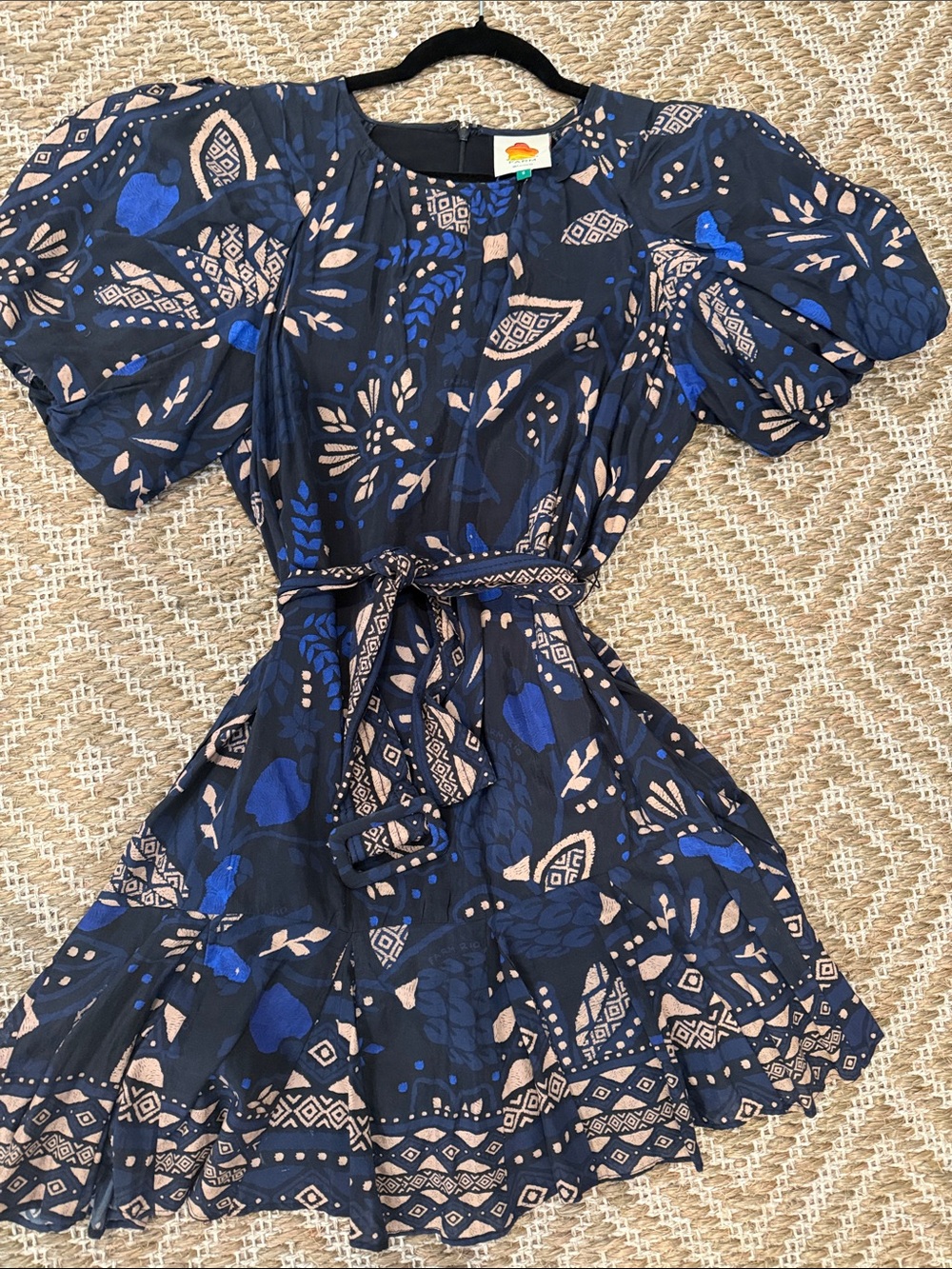 FARM Rio Macaw Forest Belted Mini Dress, Sz Small